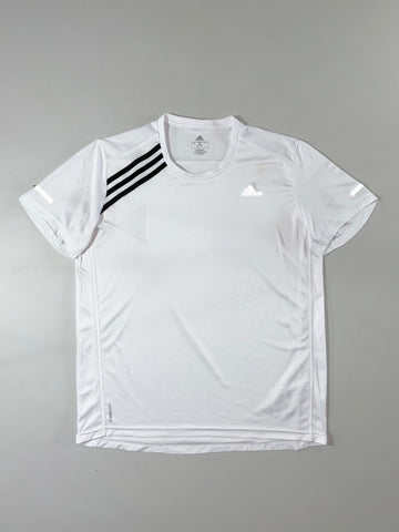 Adidas AeroReady Running T-Shirt — White 3-Stripe (L)