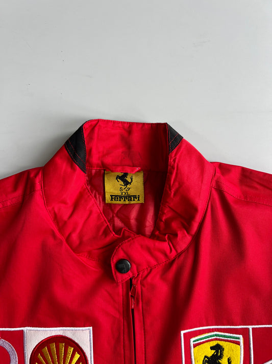 Ferrari F1 Scuderia Marlboro Vodafone Shell FedEx Bridgestone Full Sponsor Patch Racing Jacket Red (L)