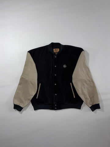 Vintage iD Wear GE Two-Tone Black & Beige Varsity Jacket (XL)