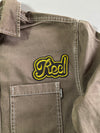 Pull&Bear Streetwear Work Shirt – Olive Contrast Stitch (L)