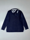 Tommy Hilfiger Long Sleeve Rugby Polo – Navy, White Trim Collar, (XL)