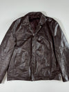 Vintage Dark Brown Genuine Leather Zip Jacket – Classic Collar (L)