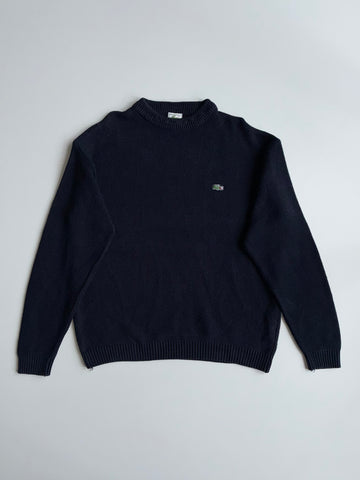 Lacoste Navy Blue Cotton Knit Crewneck Sweater(XL)