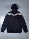 Adidas Climawarm Striped Zip Hoodie – Black w/ White 3-Stripe (M)