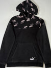 Puma Black All-Over Logo Panel Pullover Hoodie (XS)