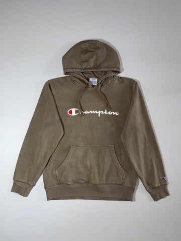 Champion Big Script Logo Pullover Hoodie – Olive Green, (L)