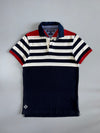Tommy Hilfiger Slim Fit Colorblock Stripe Rugby Polo Shirt  Navy/White/Red (S/M)