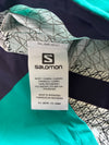Salomon Colorblock Geometric-Lined Hooded Shell Jacket Teal Navy (M)