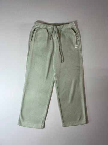 Puma Sage Green Polar Fleece Wide-Leg Track Pants (W:30) (L:36)