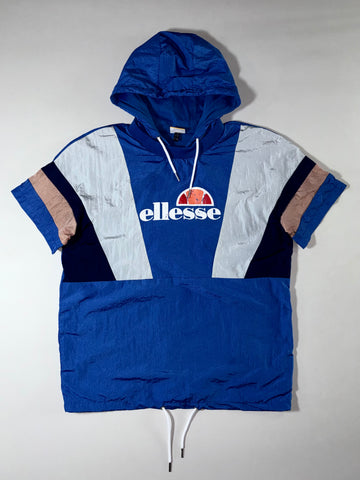 Ellesse Blue Colorblock Hooded Short Sleeve Pullover (L)