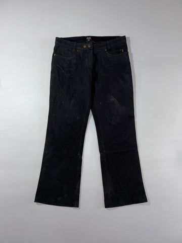 Spirit Motors Black Leather Bootcut Pants (W:34) (L:39)
