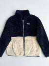 FILA Colorblock Sherpa Fleece Zip Jacket – Navy/Cream (S)