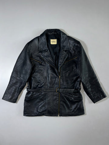 Vintage Vunic Black Premium Original Leather Jacket (Xl)