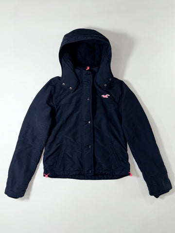 Hollister All-Weather Hooded Jacket  Navy w/ Pink Accents, Women’s (L)