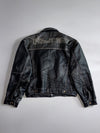 042nd Street” Leather Trucker Jacket – Black with Contrast Stitching (XL)
