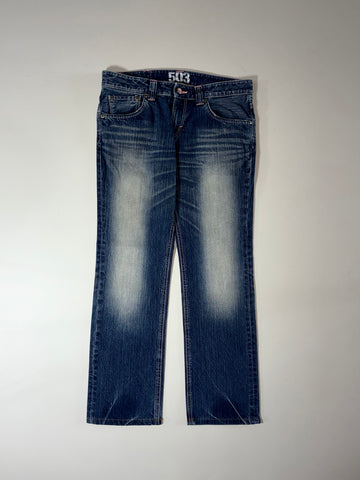 Edwin 503 Japanese Faded Whisker Wash Blue Denim Jeans (W:34) (L:39)