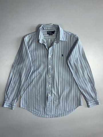 Polo Ralph Lauren Striped Long Sleeve Shirt | Custom Fit | Navy Pony Logo | Blue/White (L)