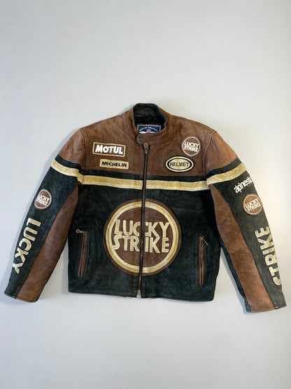 ZVintage Lucky Strike 90s (RARE FIND) Original Leather Jacket (M)