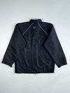 Y2K Nike Black Track Jacket – White Shoulder Stripes, Mini Swoosh (XL)