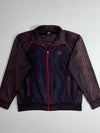 Adidas Track Jacket  Brown/Navy Colorblock, Red Trim Retro Zip-Up (L)