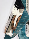Vintage Gien Hom Italy Japanese Ukiyo-e Geisha Art Print Bomber Jacket – Teal (L)