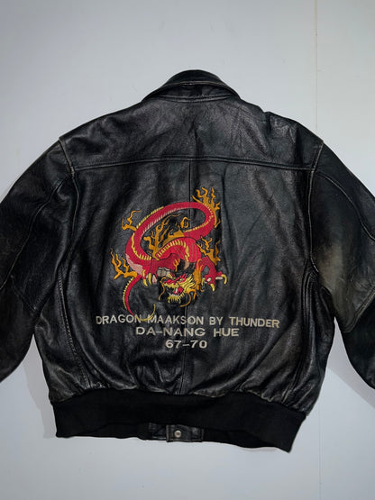 ZSuper Rare 90's Vintage (Rare) Original Leather Jacket, Embroidered (M/L)