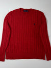 Polo Ralph Lauren Red Cable Knit Wool Crewneck Sweater (L/XL)