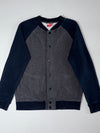 Puma Varsity Snap Button Bomber Sweatshirt – Grey/Navy (S/M)