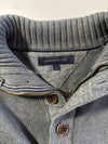 Tommy Hilfiger Grey Ribbed Knit Mock Neck Henley Sweater (L)