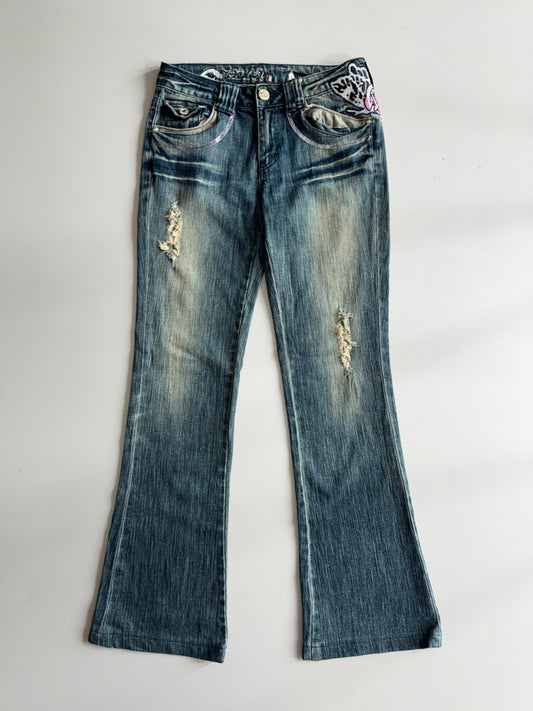 Big Train Osaka Tiger Embroidered Flare Jeans Women's (W:29) (L:40)