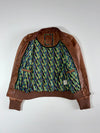 Amaze Brown Leather Multi-Pocket Bomber Jacket (S)