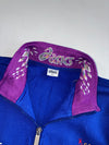 Vintage 90s Asics Royal Blue Track Jacket with Jacquard Purple Collar (M)