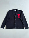 AMI Paris Ami de Coeur Black Knit Cardigan (XL)
