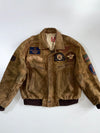 Vintage Americana Multi-Patch Suede Heavy Bomber Jacket (M)