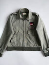 Vintage Levi’s EST. 53 Patch Military Harrington Jacket | Faded Olive Green | Ribbed Hem | Embroidered Patches (L)