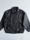 Vintage Black Leather Bomber Jacket (2XL)