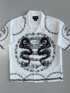 Y2K No Boundaries Dual Dragon Chain Print Camp Collar Shirt (XL/2XL)