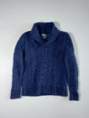 Polo Ralph Lauren | Navy Shawl Collar Cable Knit Merino Sweater | (XS)