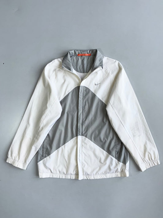 Nike White & Grey Colourblock Windbreaker Jacket | Vintage Lightweight Jacket (M/L)