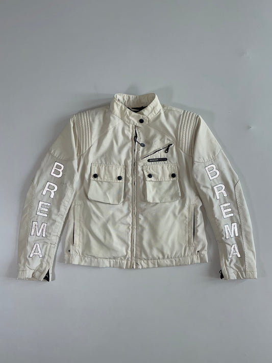 Vintage Brema Moto Cream Reflective Logo Biker Jacket (S)