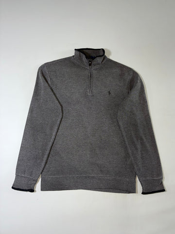 Polo Ralph Lauren Pique Quarter Zip Pullover – Charcoal Grey (M)