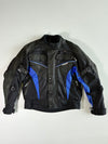 Dynamic Blue Panel Leather & Mesh Moto Jacket Padded (L)