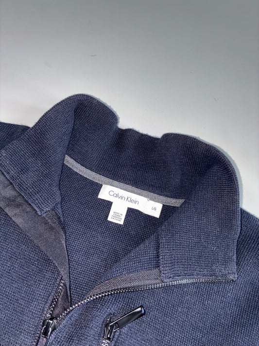 Calvin Klein Waffle-Knit Full-Zip Mock Neck Jacket(XL)