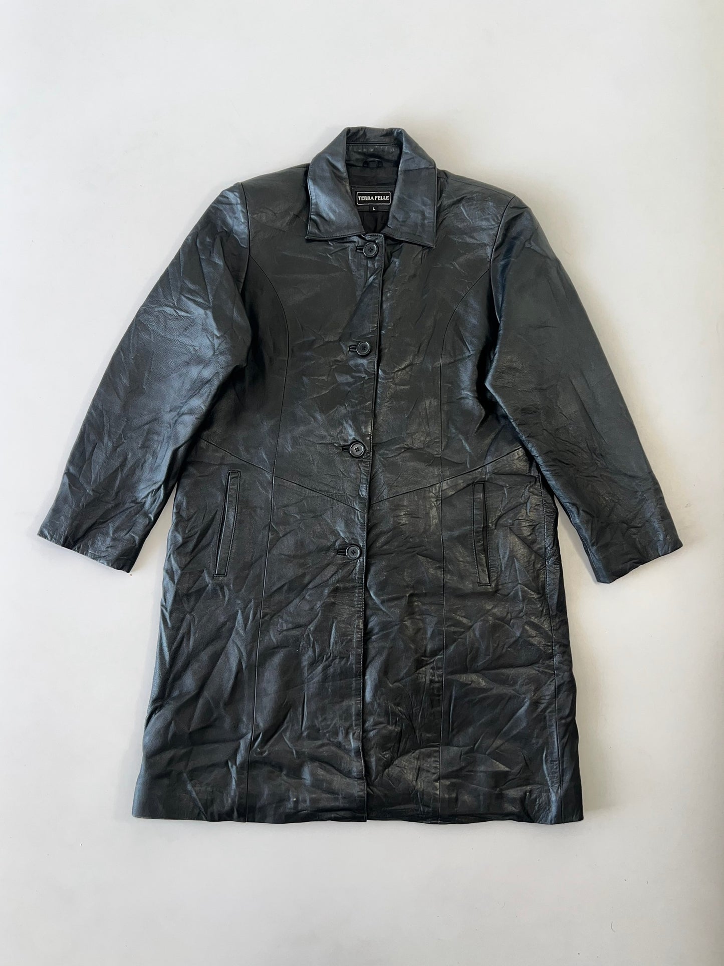 !                                                                                                                                                                                                                Ultra Premium Original Leather Trench Coat (L)