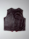 Vintage Genuine Leather Button-Up Vest – Burgundy Lining (M)
