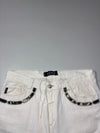Armani Jeans White Linen Trousers Camo Pocket Trim (W:35) (L:41)