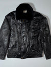 Elite Black Leather Jacket with Faux Fur Collar (L/XL)