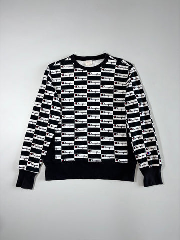 Champion Reverse Weave All-Over Script Checkered Crewneck (L)