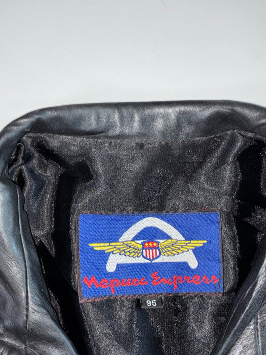 Vintage Nepuca Express Black Leather Zip-Up Jacket (M)