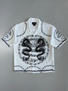 Y2K No Boundaries Dual Dragon Chain Print Camp Collar Shirt (XL/2XL)